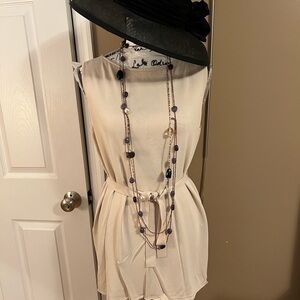 Theory Women’s Knit Front Tunic Crepe Combo Top - Cream L